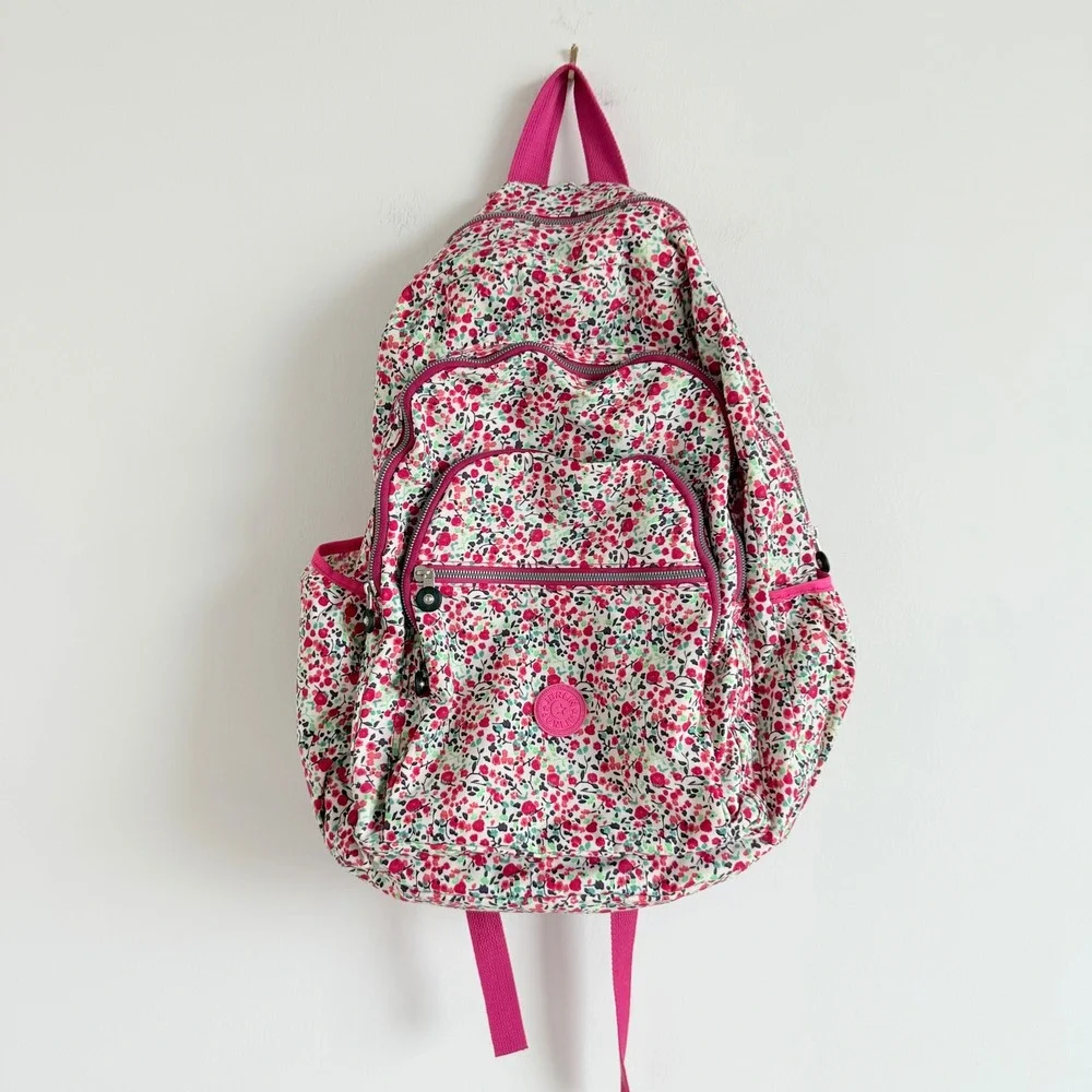 Kipling‎ Seoul Floral Print Pink and White Backpack